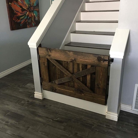 Custom Gate Made To Fit Your Exact Opening. Stained And Sealed with hardware inc - Picture 7 of 9